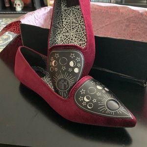 Strangecvlt Burgundy Velvet Spirit Flats